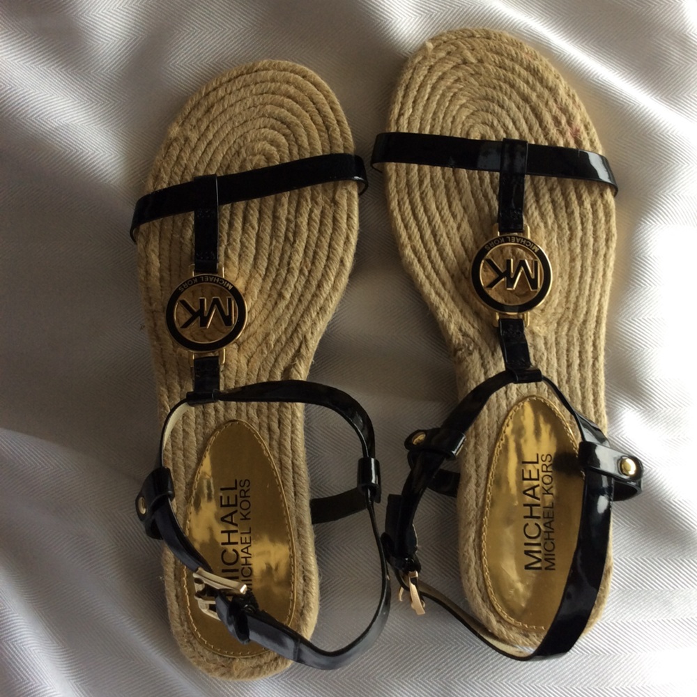 Michael Kors Burlap Sole Patent Leather Sandal